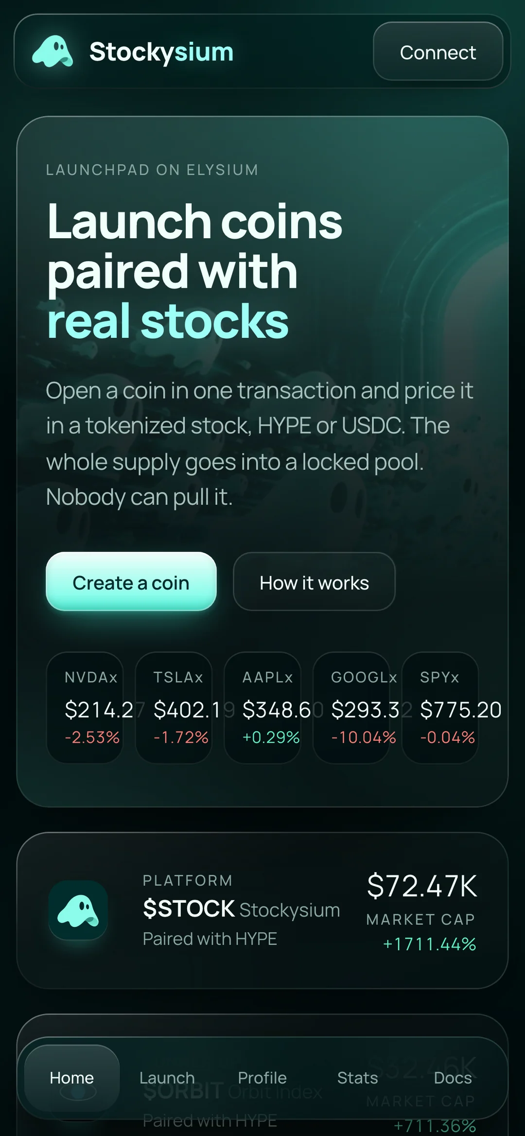 The home page on a phone